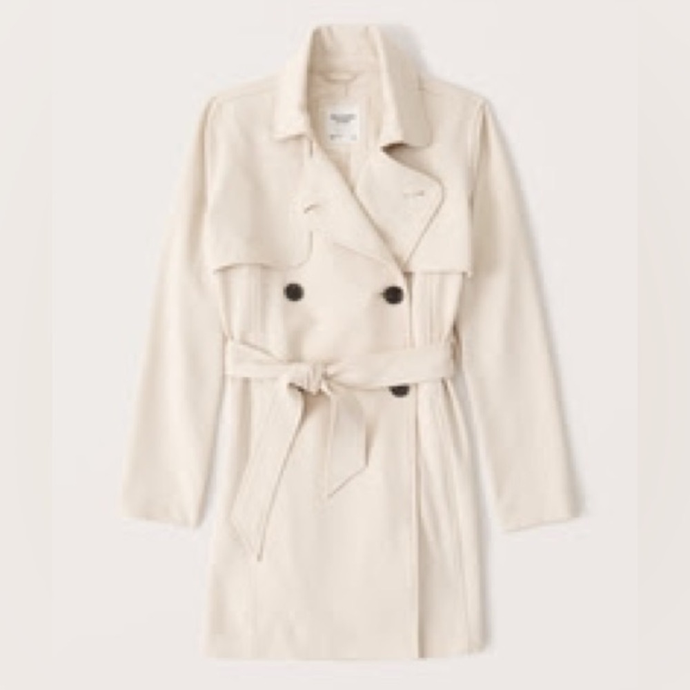 Abercrombie & Fitch Cream Drapey Trench Coat